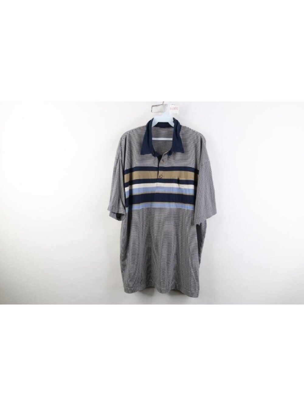 Vintage 90s Streetwear Mens XL Faded Striped Color Block Knit Golf Polo Shirt